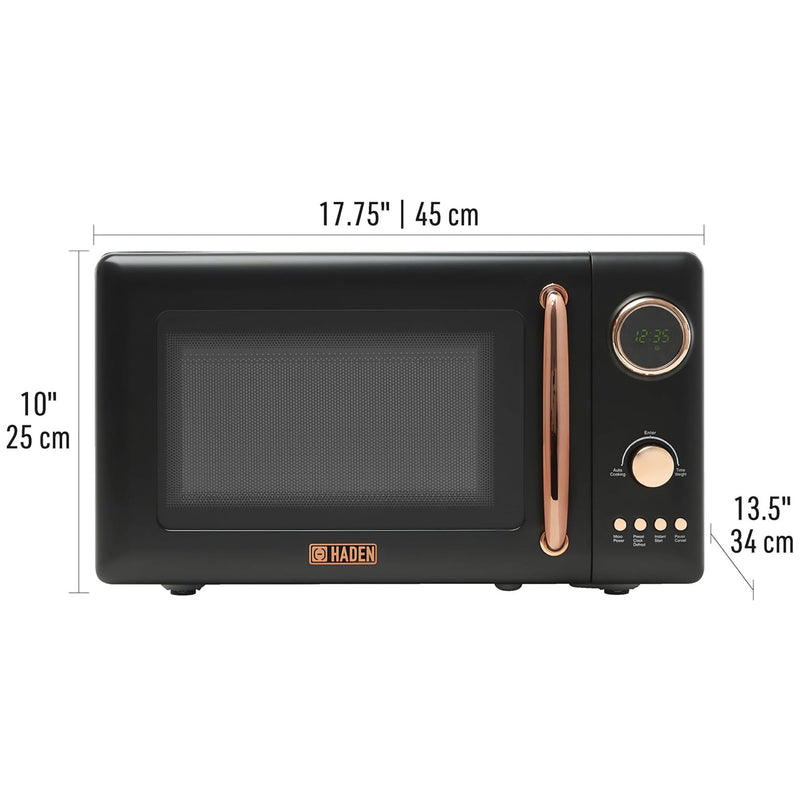 Haden 700 Watt 0.7 Cubic Foot Microwave Oven with Digital Controls, Black/Copper