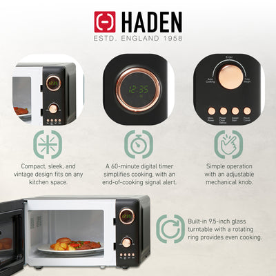 Haden 700 Watt 0.7 Cubic Foot Microwave w/ Digital Controls, Black/Copper (Used) - VMInnovations