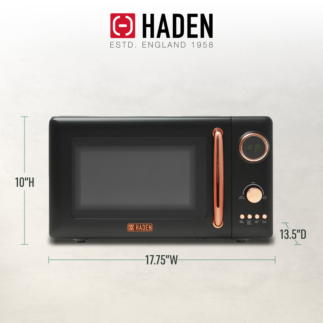 Haden 700 Watt 0.7 Cubic Foot Microwave w/ Digital Controls, Black/Copper (Used)