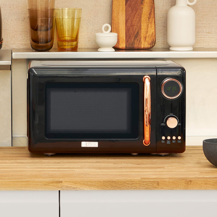 Haden 700 Watt 0.7 Cubic Foot Microwave w/ Digital Controls, Black/Copper (Used) - VMInnovations