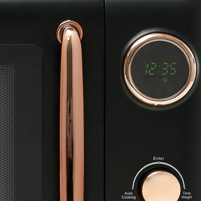 Haden 700 Watt .7 Cubic Foot Microwave w/Digital Controls,Black/Copper(Open Box) - VMInnovations