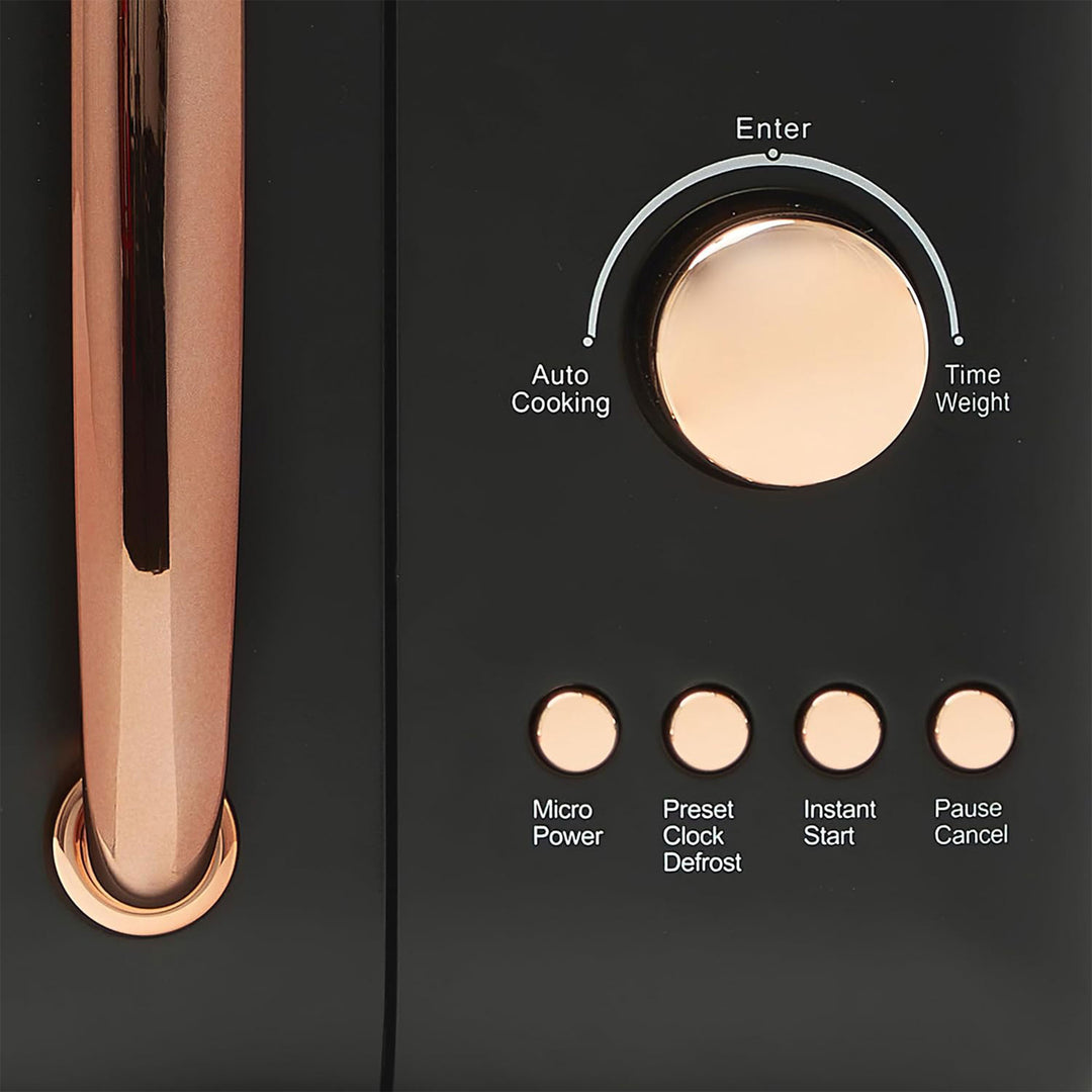 Haden 700 Watt 0.7 Cubic Foot Microwave w/ Digital Controls, Black/Copper (Used) - VMInnovations