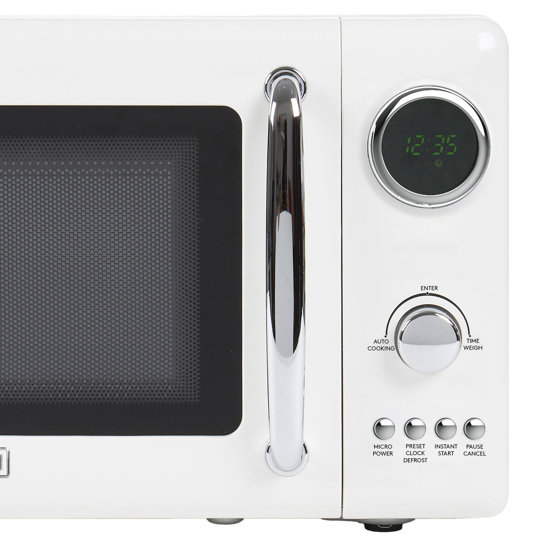 Haden 700 Watt 0.7 Cubic Foot Microwave Oven with Digital Controls, Ivory/Chrome