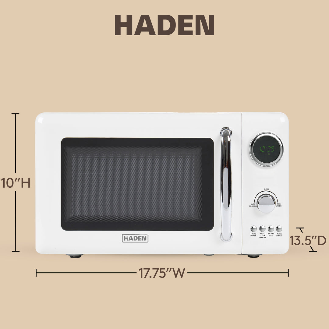 Haden 700 Watt 0.7 Cubic Foot Microwave Oven with Digital Controls, Ivory/Chrome