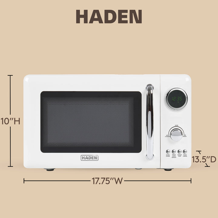 Haden 700 Watt 0.7 Cubic Foot Microwave Oven with Digital Controls, Ivory/Chrome