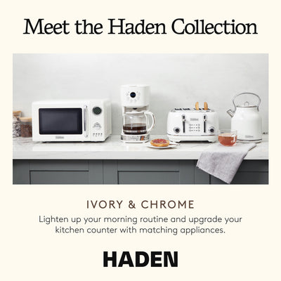 Haden 700 Watt 0.7 Cubic Foot Microwave Oven with Digital Controls, Ivory/Chrome - VMInnovations