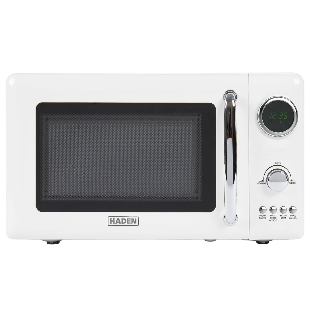 Haden 700 Watt 0.7 Cubic Foot Microwave Oven with Digital Controls, Ivory/Chrome