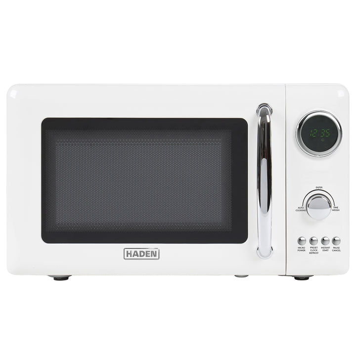 Haden 700 Watt 0.7 Cubic Foot Microwave Oven with Digital Controls, Ivory/Chrome