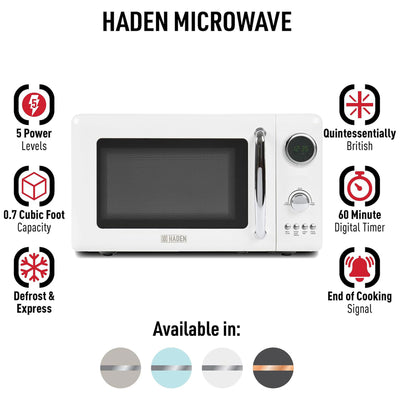 Haden 700 Watt 0.7 Cubic Ft Microwave w/Digital Controls, Ivory/Chrome(Open Box)