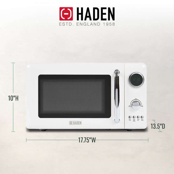 Haden 700 Watt 0.7 Cubic Foot Microwave Oven with Digital Controls, Ivory/Chrome