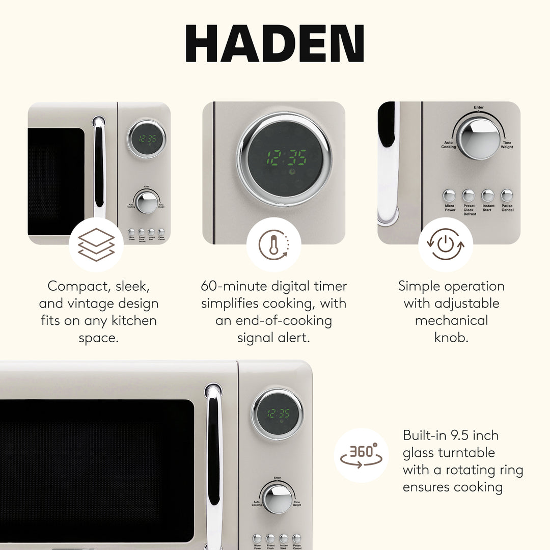 Haden 700 Watt 0.7 Cubic Foot Microwave w/Digital Controls, Putty/Chrome (Used) - VMInnovations