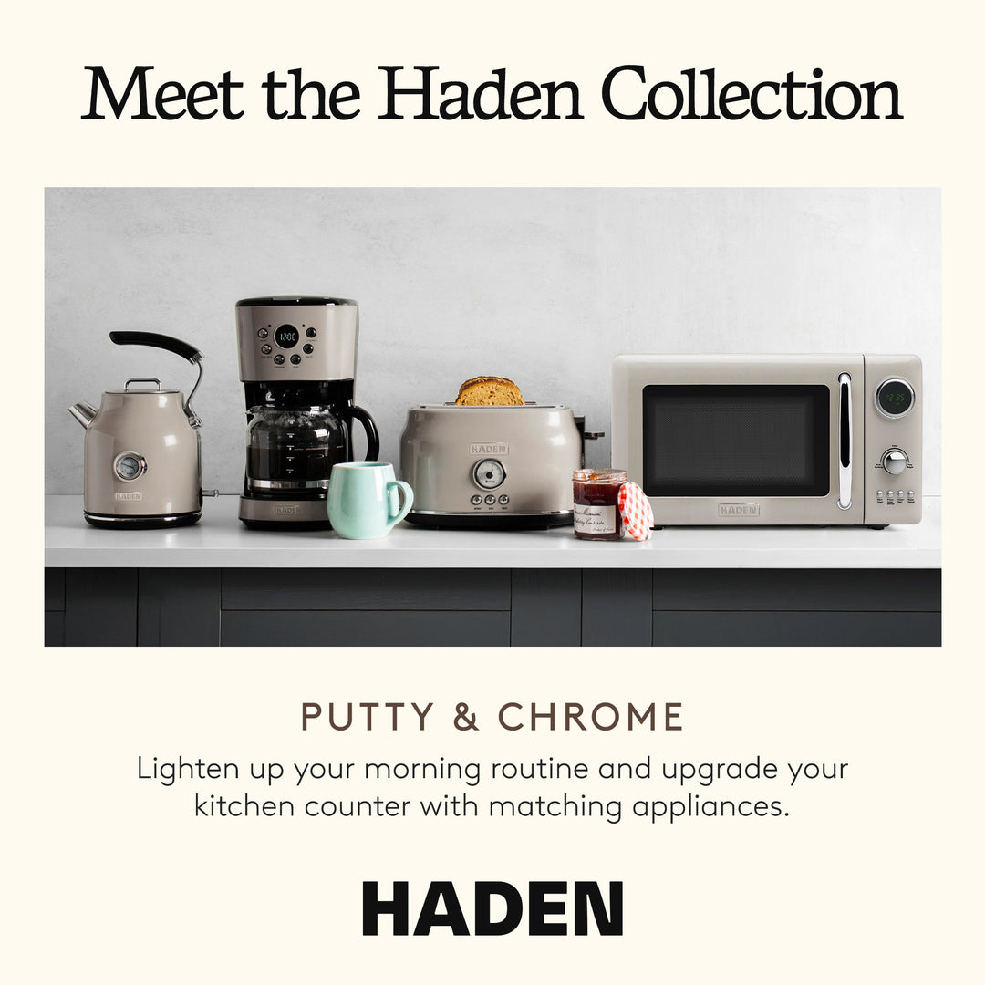 Haden 700 Watt 0.7 Cubic Foot Microwave Oven with Digital Controls, Putty/Chrome