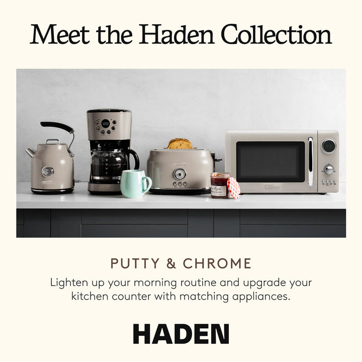 Haden 700 Watt 0.7 Cubic Foot Microwave Oven with Digital Controls, Putty/Chrome