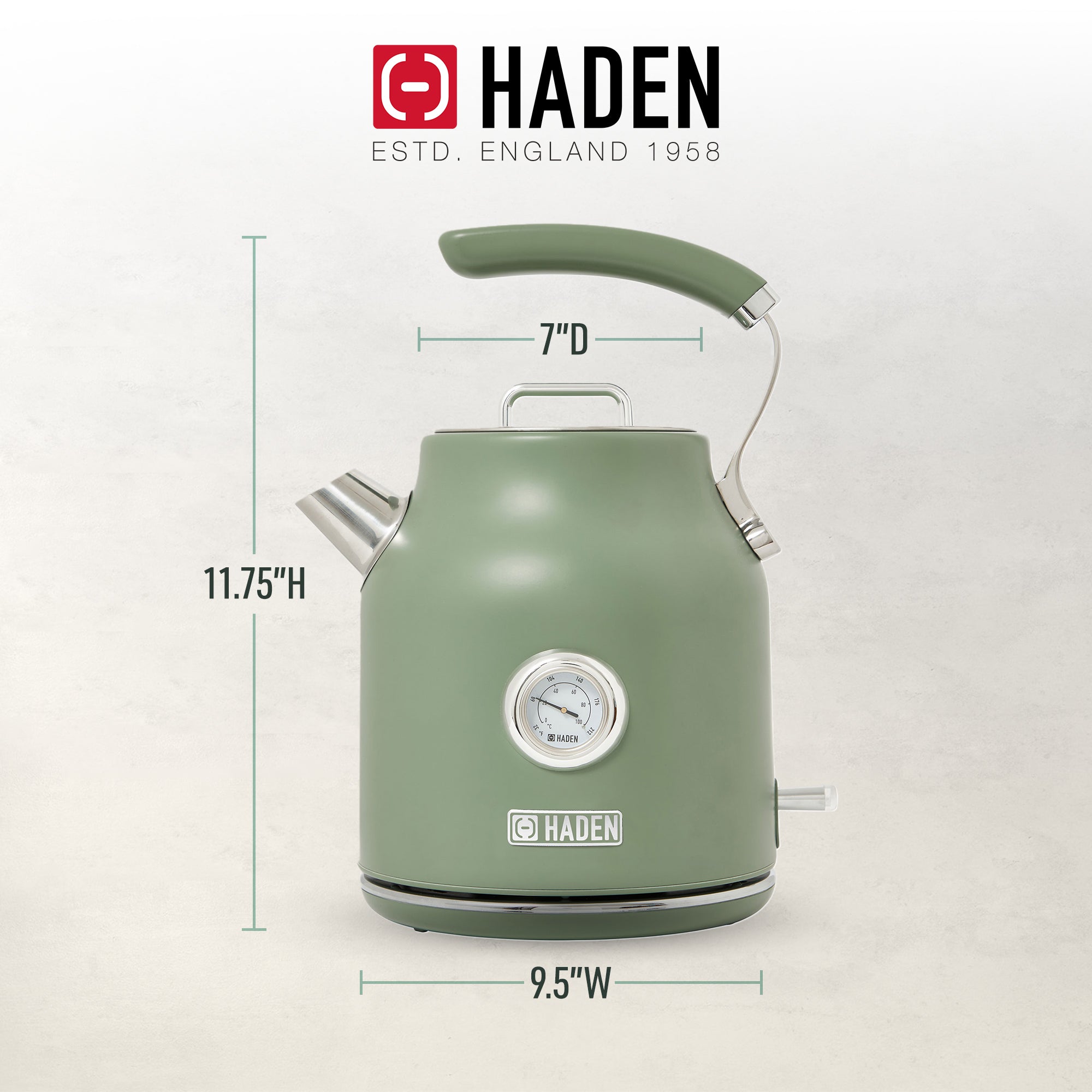 Haden Dorset 1.7 Liter Electric Water Kettle w/360-Degree Base,Cedar Green(Used) - VMInnovations