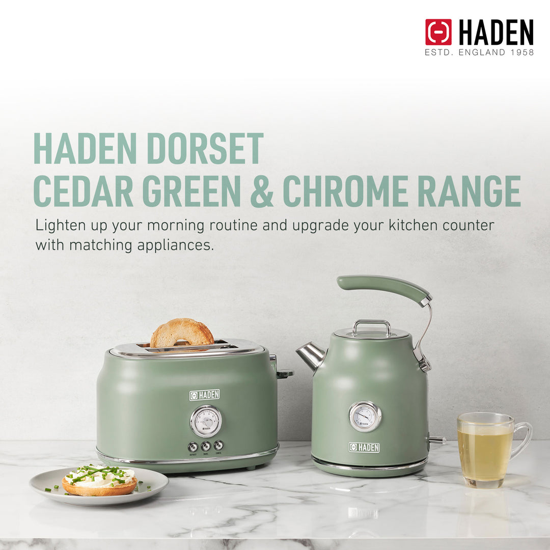 Haden Dorset 1.7 Liter Electric Water Kettle with 360-Degree Base, Cedar Green