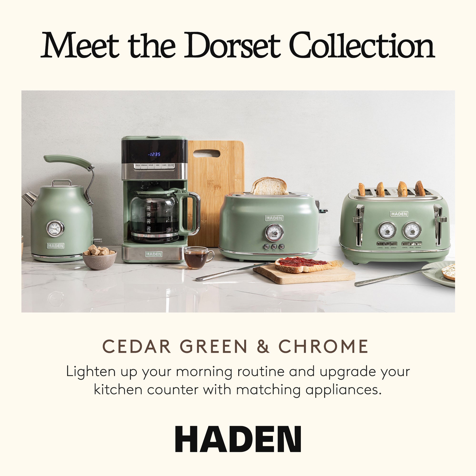 Haden Dorset 1.7L Electric Water Kettle w/360-Degree Base, Cedar Green(Open Box)