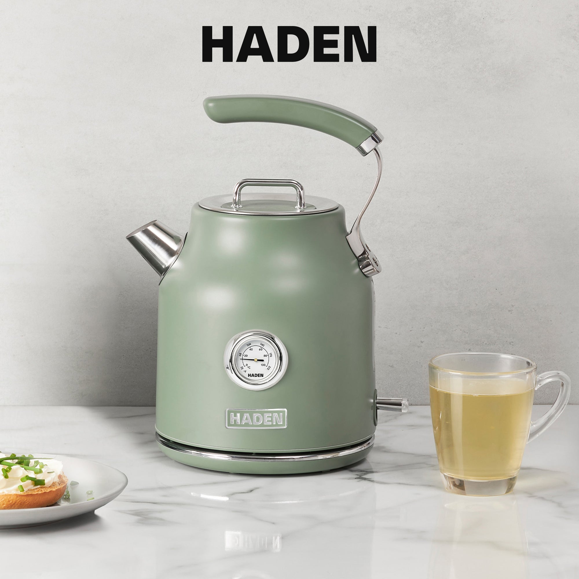 Haden Dorset 1.7 Liter Electric Water Kettle with 360-Degree Base, Cedar Green - VMInnovations