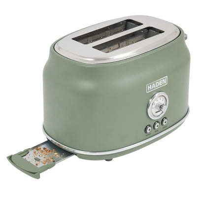 Haden Dorset 2 Slice Wide Slot Stainless Steel Toaster, Cedar Green & Chrome - VMInnovations