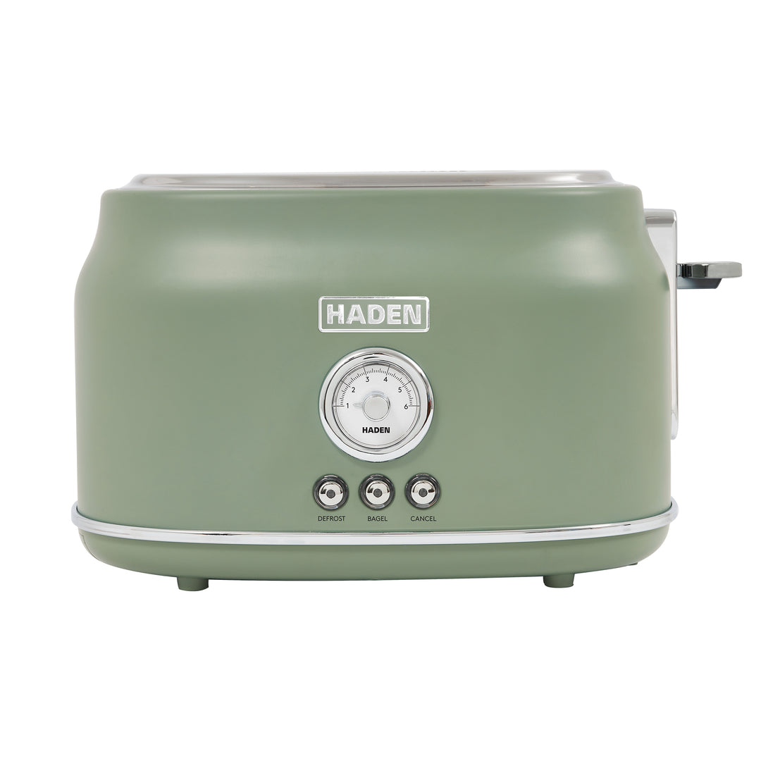 Haden Dorset 2 Slice Wide Slot Stainless Steel Toaster, Cedar Green & Chrome