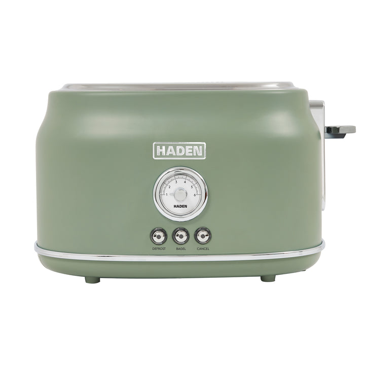 Haden Dorset 2 Slice Wide Slot Stainless Steel Toaster, Cedar Green & Chrome