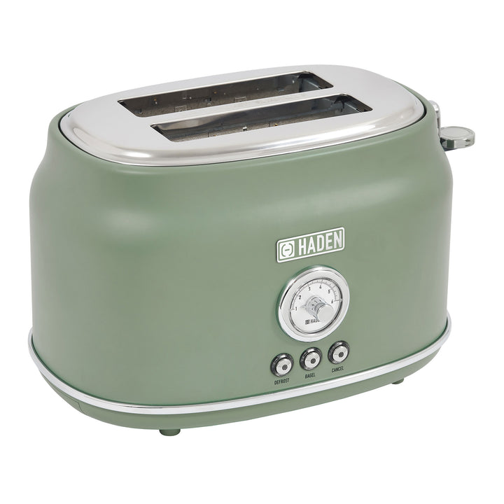 Haden 2 Slice Wide Slot Stainless Steel Toaster, Cedar Green & Chrome (Open Box)