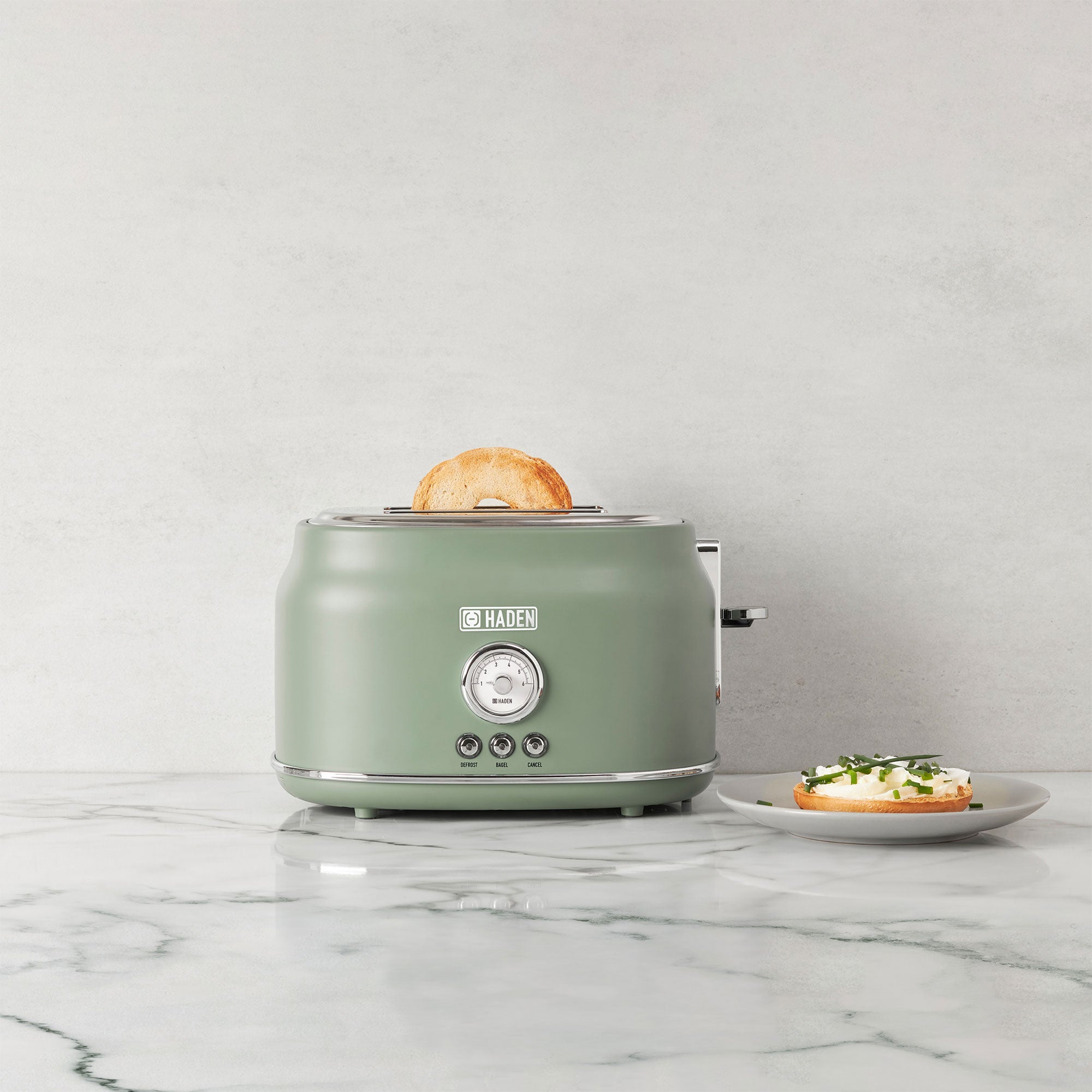 Haden 2 Slice Wide Slot Stainless Steel Toaster, Cedar Green & Chrome (Used)
