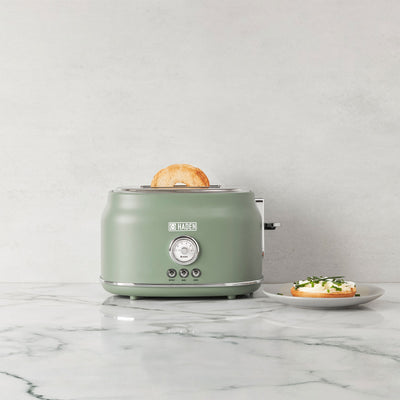 Haden 2 Slice Wide Slot Stainless Steel Toaster, Cedar Green & Chrome (Used)