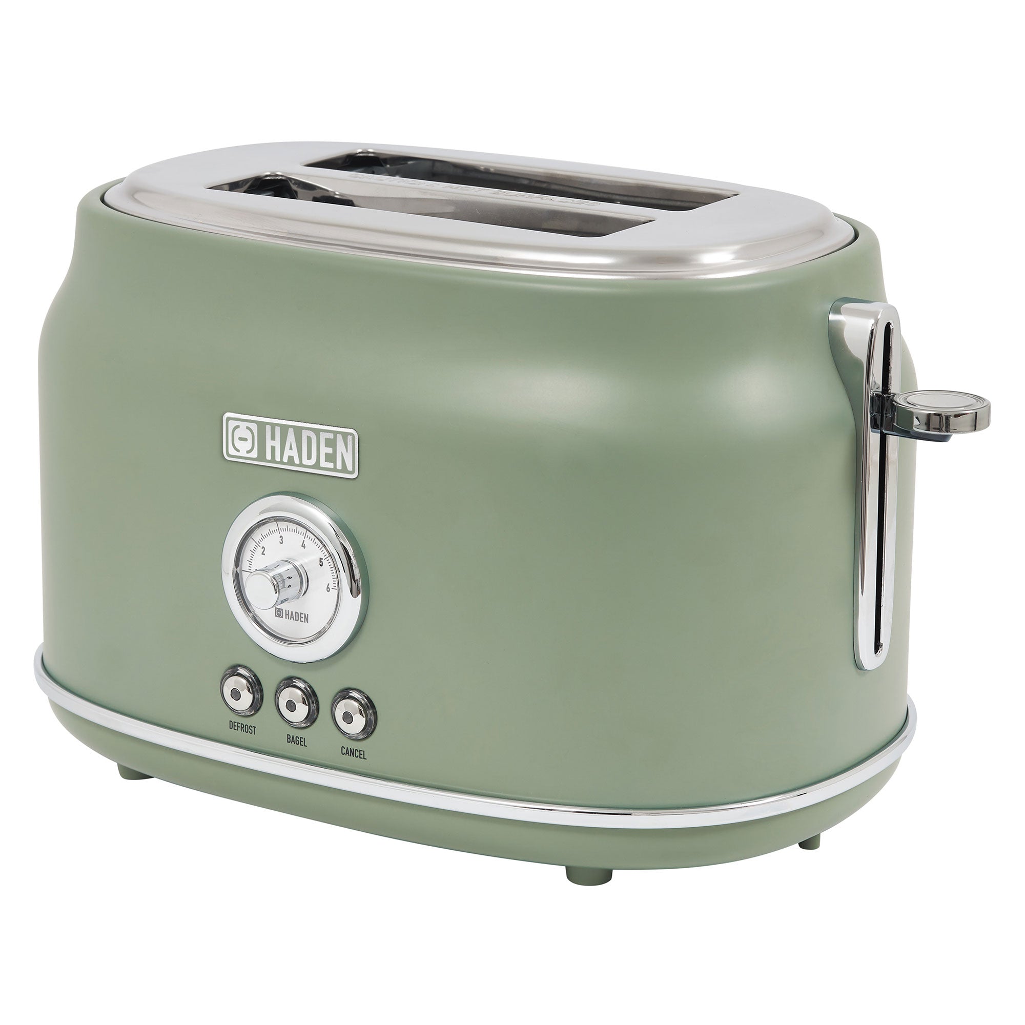 Haden 2 Slice Wide Slot Stainless Steel Toaster, Cedar Green & Chrome (Used)