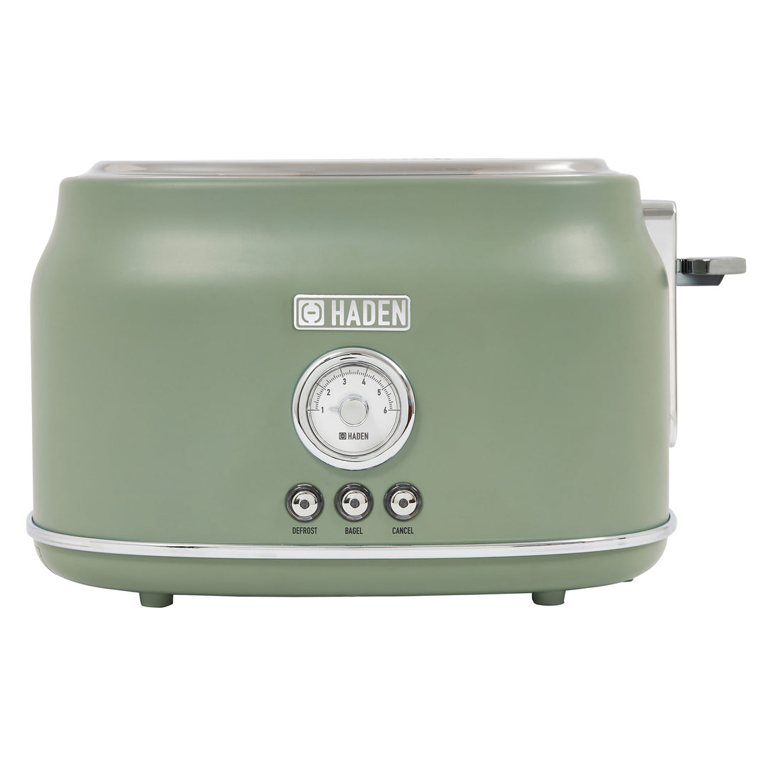 Haden 2 Slice Wide Slot Stainless Steel Toaster, Cedar Green & Chrome (Open Box)