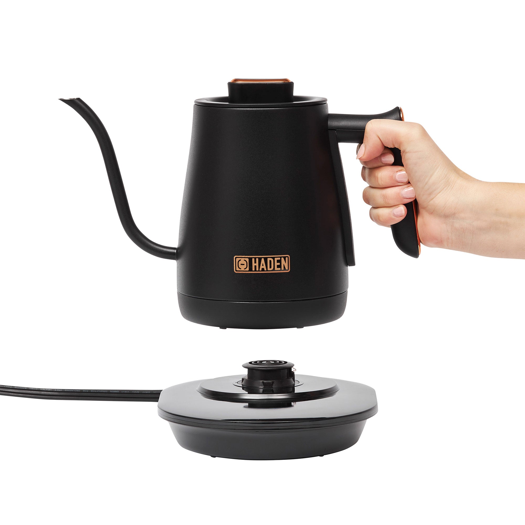 Haden Electric Tea Kettle, Gooseneck, 0.6L Teapot, Black/Copper (Open Box) - VMInnovations