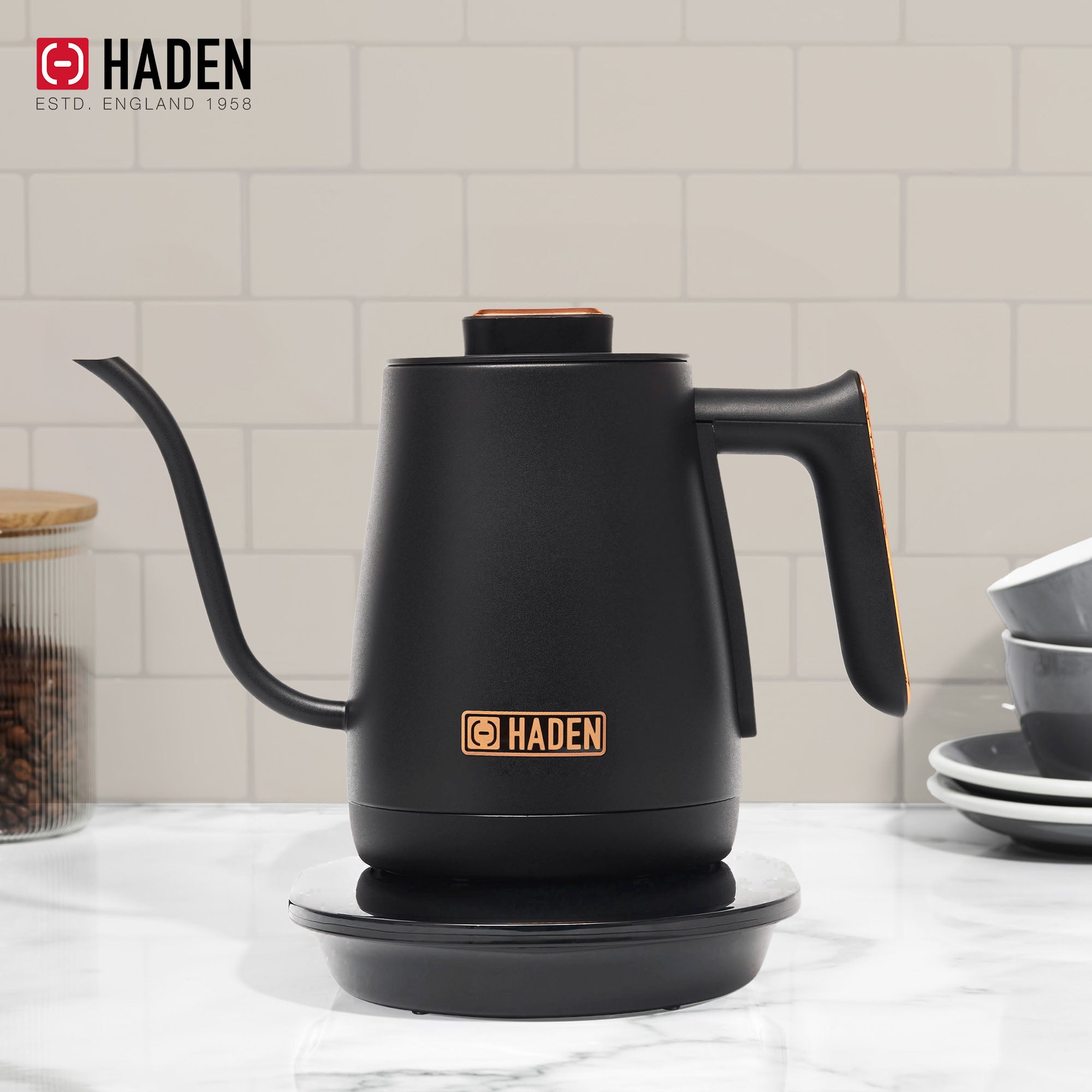 Haden Electric Tea Kettle, Gooseneck, 0.6L Teapot, Black/Copper (Open Box) - VMInnovations