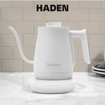 Haden Electric Tea Kettle, Gooseneck Hot Water Boiler, 0.6L Teapot, Ivory/Chrome - VMInnovations