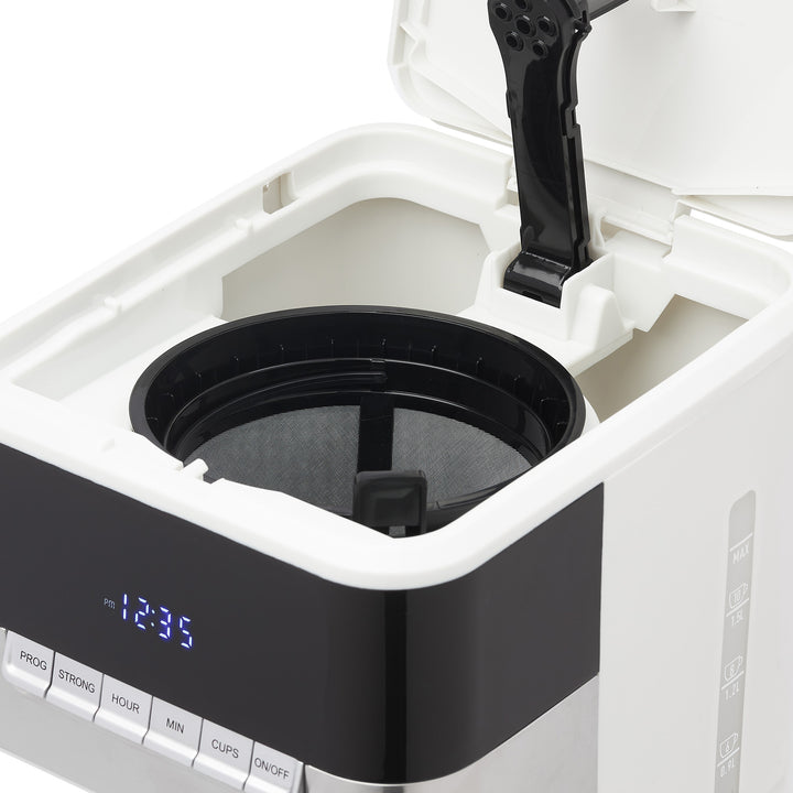 Haden Quintessential 12 Cup Programmable Digital Coffee Maker, Ivory/Chrome