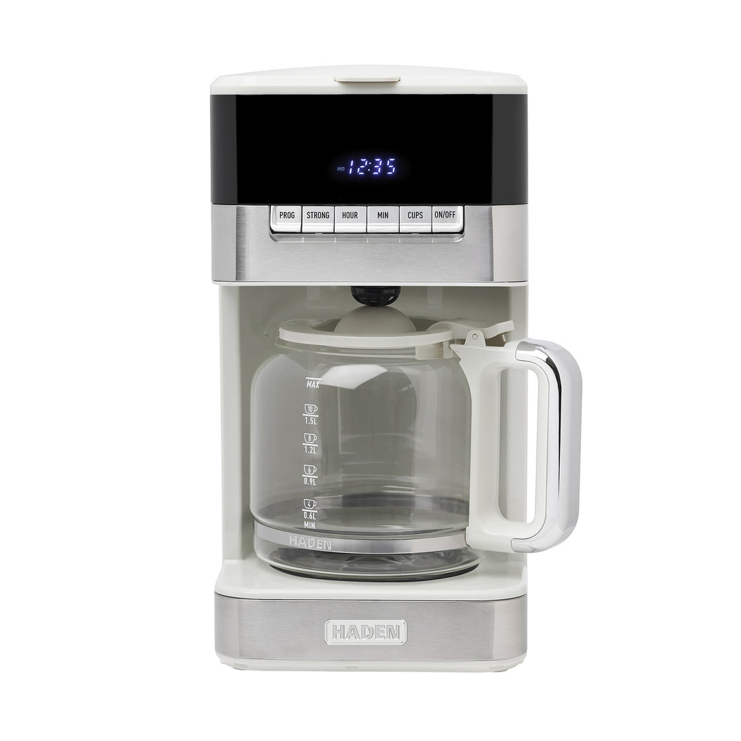 Haden Quintessential 12 Cup Programmable Digital Coffee Maker, Ivory/Chrome