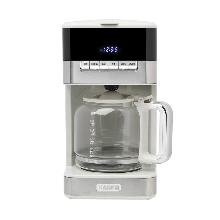 Haden Quintessential 12 Cup Programmable Digital Coffee Maker, Ivory/Chrome