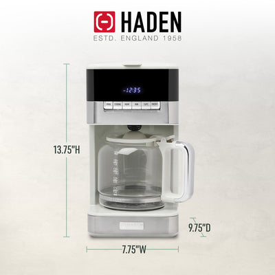 Haden 12 Cup Programmable Digital Coffee Maker, Ivory/Chrome (Open Box)