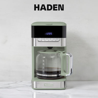 Haden Programmable Drip Coffee Maker, 12 Cup Cafe Machine & Carafe, Green/Chrome - VMInnovations