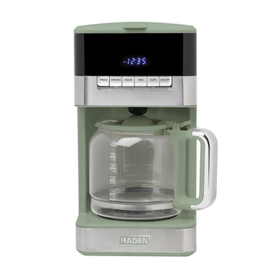 Haden Programmable Drip Coffee Maker, 12 Cup Cafe Machine & Carafe, Green/Chrome - VMInnovations