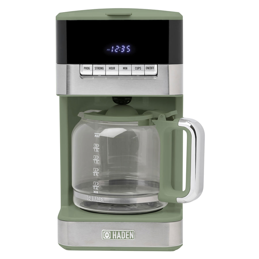 Haden Drip Coffee Maker, 12 Cup Cafe Machine & Carafe, Green/Chrome (Open Box) - VMInnovations