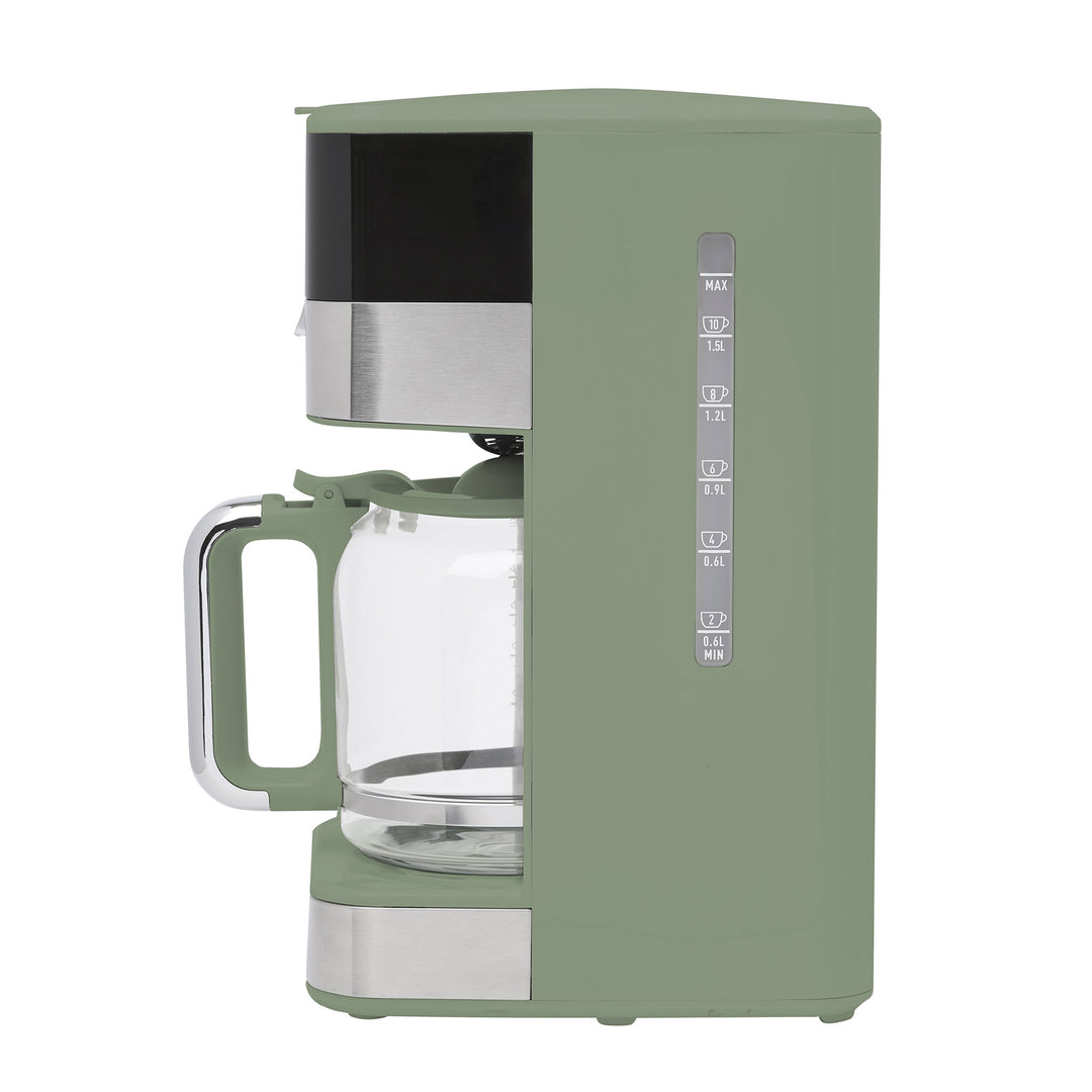 Haden Drip Coffee Maker, 12 Cup Cafe Machine & Carafe, Green/Chrome (Open Box) - VMInnovations