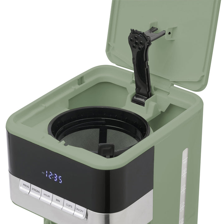 Haden Drip Coffee Maker, 12 Cup Cafe Machine & Carafe, Green/Chrome (Open Box) - VMInnovations