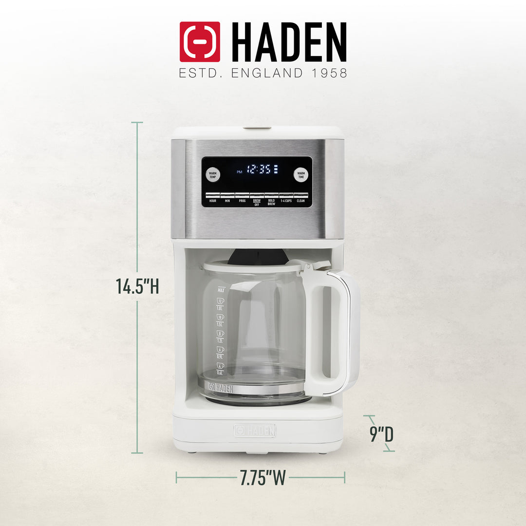 Haden Brew 14 Cup Programmable Digital Coffee Maker Pot, Ivory/Chrome (Used)