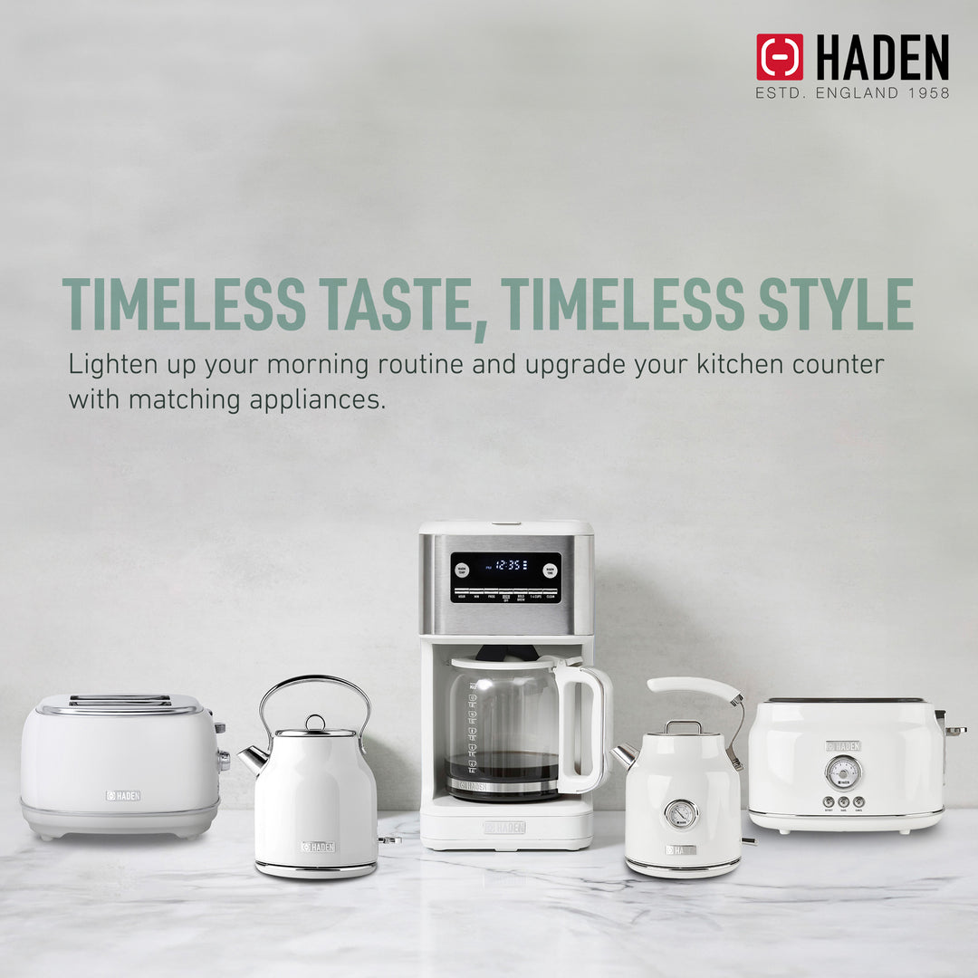 Haden Brew 14 Cup Programmable Digital Coffee Maker Pot, Ivory/Chrome (Used)