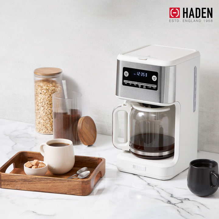 Haden Brew 14 Cup Programmable Digital Coffee Maker Pot, Ivory/Chrome (Used)