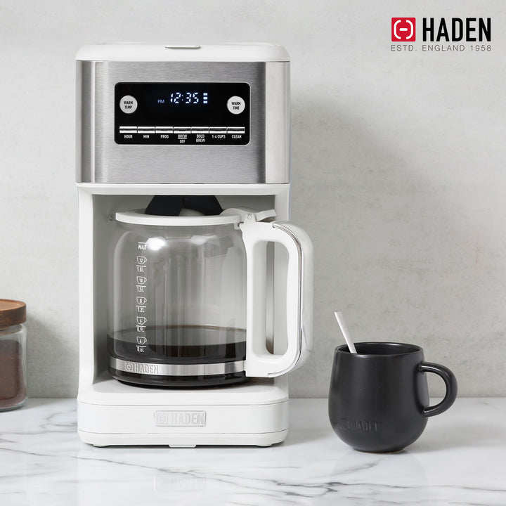 Haden Brew 14 Cup Programmable Digital Coffee Maker Pot, Ivory/Chrome (Used)