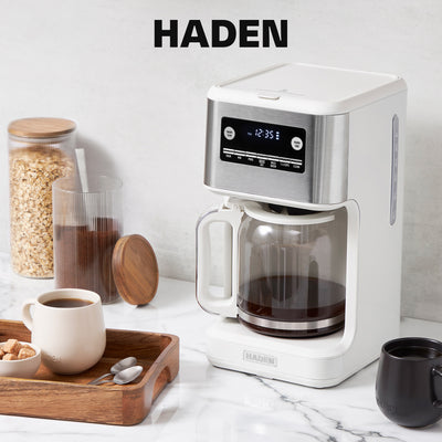 Haden Generous Brew 14 Cup Programmable Digital Coffee Maker Pot, Ivory/Chrome - VMInnovations