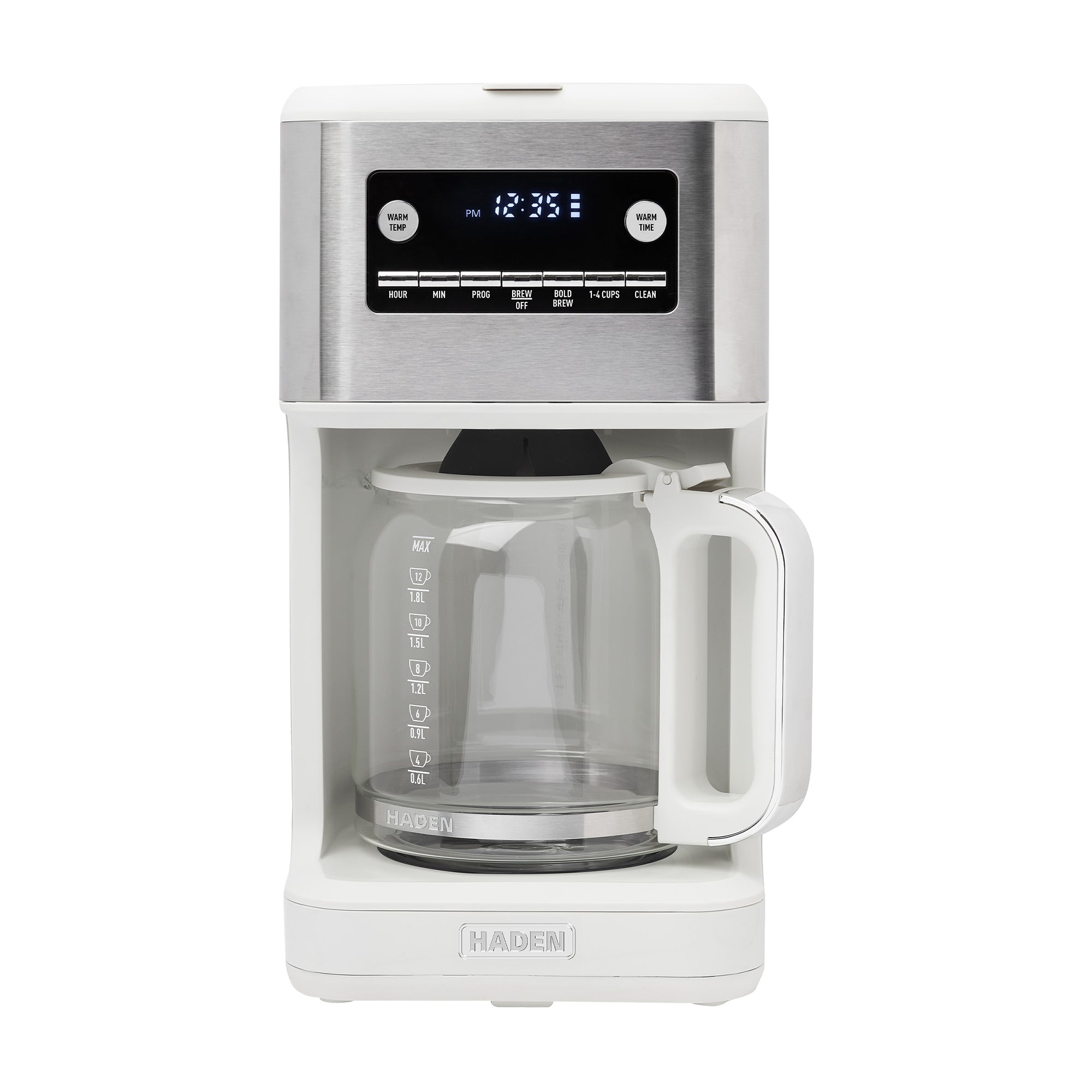 Haden Generous Brew 14 Cup Programmable Digital Coffee Maker Pot, Ivory/Chrome - VMInnovations