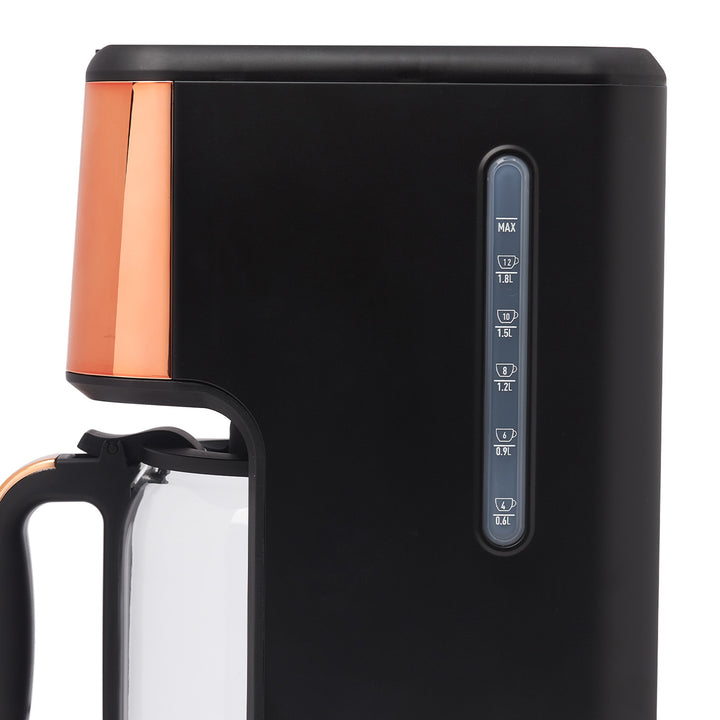 Haden Generous Brew 14 Cup Digital Coffee Maker Pot, Black/Copper (Open Box)