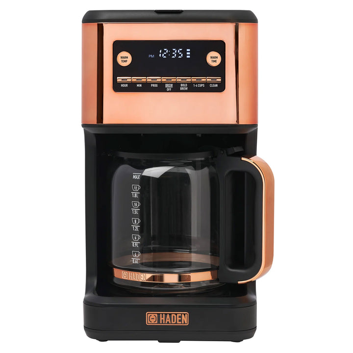 Haden Generous Brew 14 Cup Digital Coffee Maker Pot, Black/Copper (Open Box)