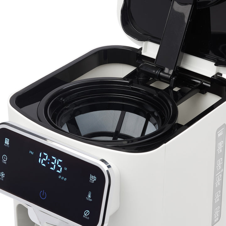 Haden Dual Brew 10 Cup Hot & Ice Programmable Digital Coffee Maker, Ivory/Chrome